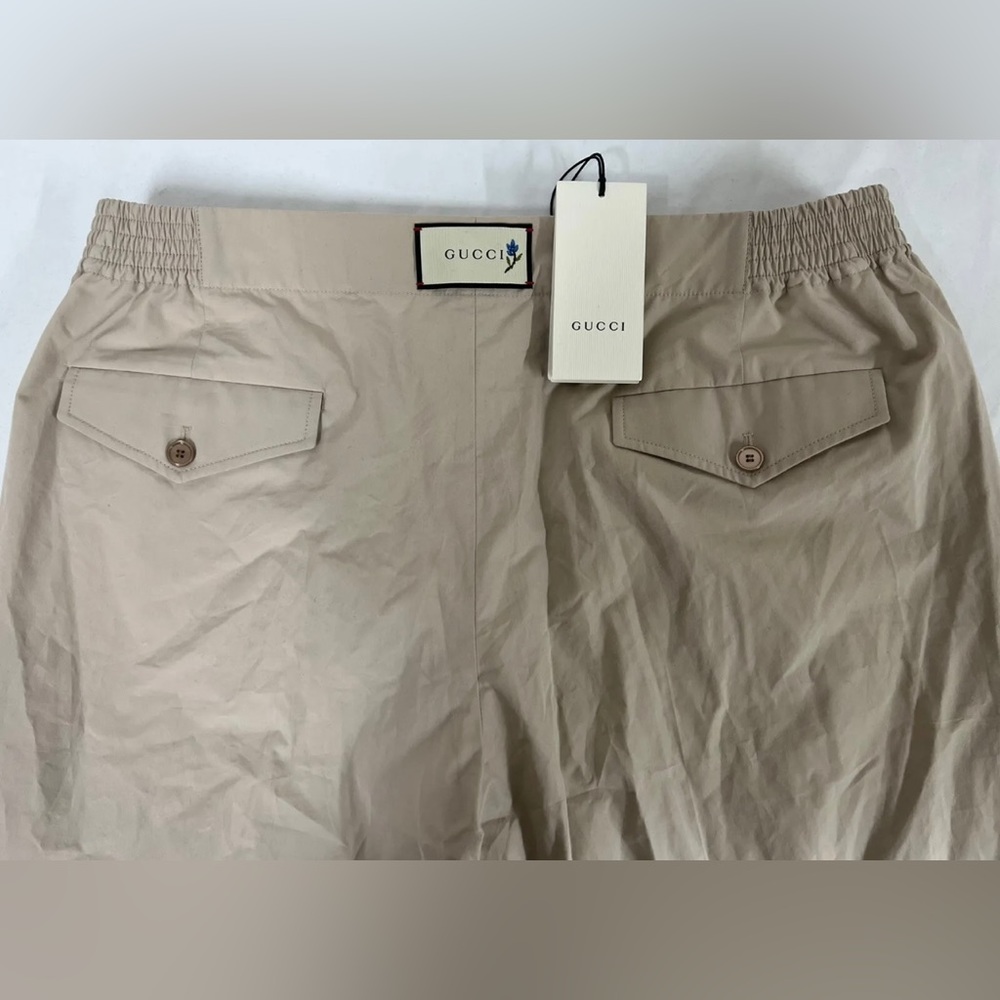 NWT Gucci Beige Poplin Slim Tapered Logo & Flower Patch Pants 54EU/38US $950.00